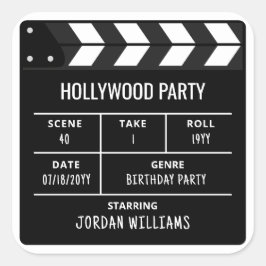 Hollywood Party Stickers, Custom Birthday スクエアシール