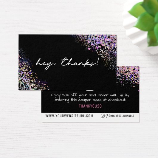 Holoグリッター感謝していロゴ割引カード挿入の追加 (デスク)