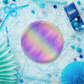 holo rainbow pinstripe : ペーパープレート (パーティー)