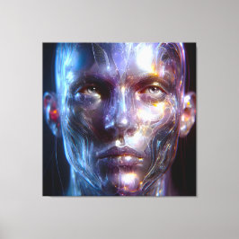 Holografisch Transparenter Menschlicher Kopf キャンバスプリント