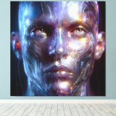 Holografisch Transparenter Menschlicher Kopf キャンバスプリント (インサイチュ (ウッドフロア))