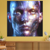 Holografisch Transparenter Menschlicher Kopf キャンバスプリント (インサイチュ (リビング))