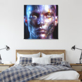Holografisch Transparenter Menschlicher Kopf キャンバスプリント (インサイチュ (寝室))