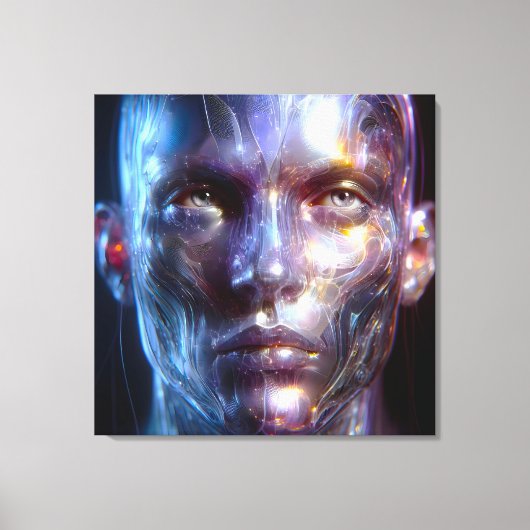Holografisch Transparenter Menschlicher Kopf キャンバスプリント (正面)