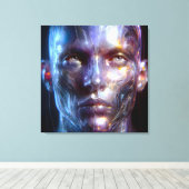 Holografisch Transparenter Menschlicher Kopf キャンバスプリント (インサイチュ (ウッドフロア))