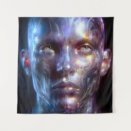 Holografisch Transparenter Menschlicher Kopf タペストリー (正面)