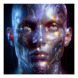 Holografisch Transparenter Menschlicher Kopf ポスター