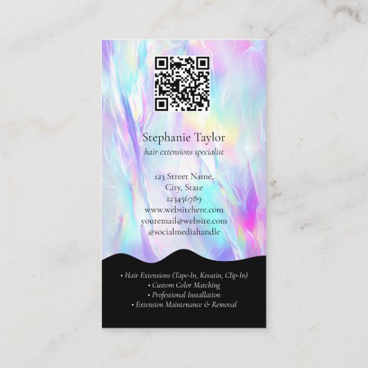 Holograph Luxury Hair Stylist Extensions Wig Photo 名刺 (裏面)