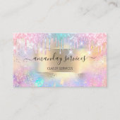 Holograph Makeup Boutique Shop Pink Glitter Drips 名刺 (正面)