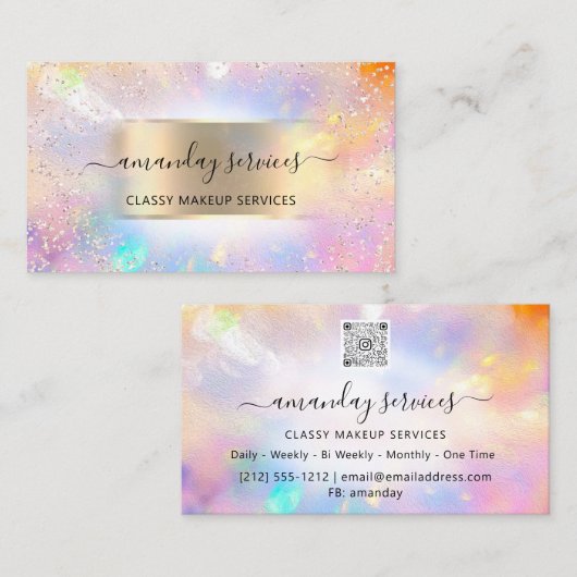 Holograph Shop Logo Makeup Artist QR Code  名刺 (正面/裏面)