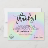 Holographicカスタムロゴパッケージの挿入とお客様 サンキューカード (正面)