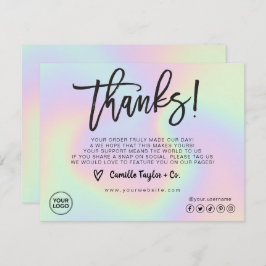 Holographicカスタムロゴパッケージの挿入とお客様 サンキューカード