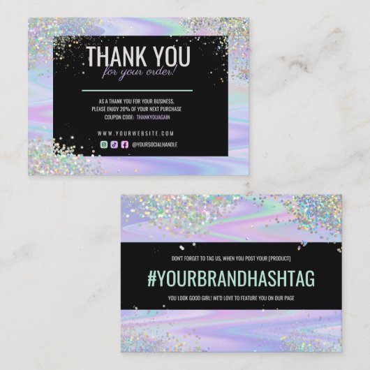 Holographicグリッターありがとうございます ロイヤリティカード (正面/裏面)