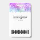 Holographicグリッタードリップス社員写真ロゴ名 バッジ (Back)