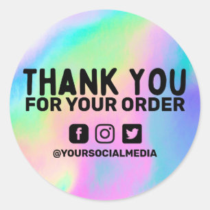 Holographic フェイク Rainbow Business Thank You ラウンドシール