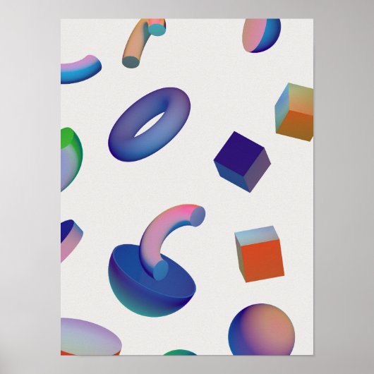 Holographic 80s Modern Futuristic Art ポスター (正面)