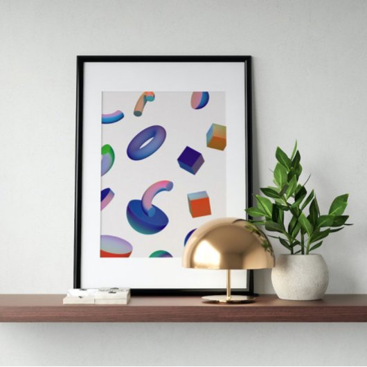 Holographic 80s Modern Futuristic Art ポスター