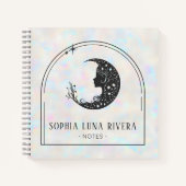 Holographic Boho Arch Celestial Crescent Moon ノートブック (正面)