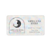 Holographic Boho Arch Celestial Crescent Moon ラベル (正面)