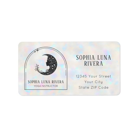 Holographic Boho Arch Celestial Crescent Moon ラベル (正面)