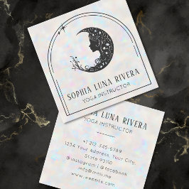 Holographic Boho Arch Celestial Crescent Moon Yoga スクエア名刺