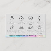 Holographic Botox Filler命令アフターケア 名刺 (裏面)