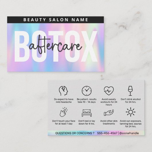Holographic Botox Filler命令アフターケア 名刺 (正面/裏面)