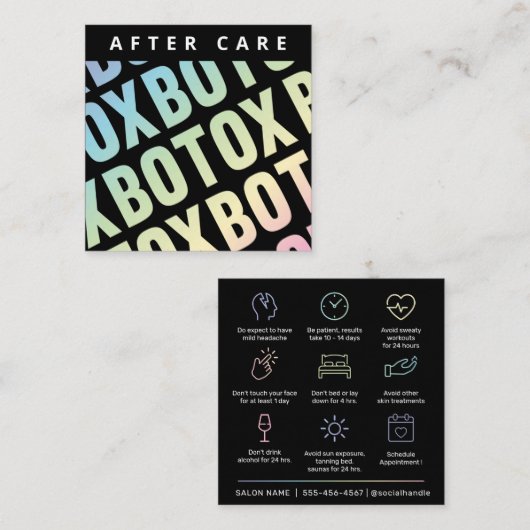 Holographic Botox Lip Filler命令アフターケア スクエア名刺 (正面/裏面)