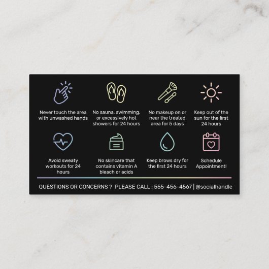 Holographic Brows AfterCare PMU Brow命令 名刺 (裏面)