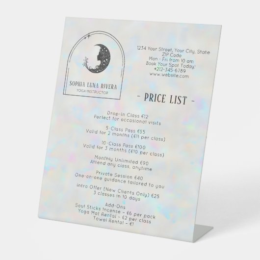 Holographic Celestial Crescent Moon Price List 台座サイン (正面)