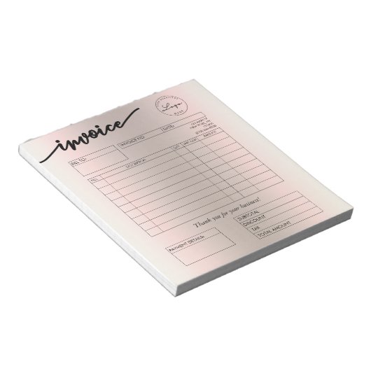 Holographic Custom Logo Bakery Invoice  ノートパッド (アングル)