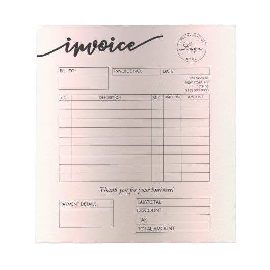 Holographic Custom Logo Bakery Invoice  ノートパッド (正面)