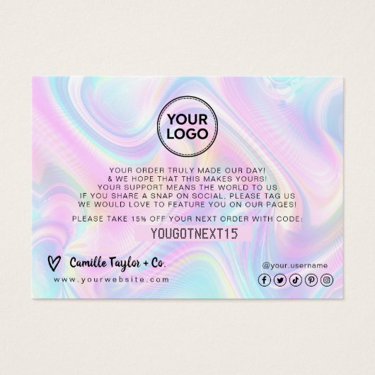 Holographic Customer Thank – ロゴの追加 (正面)