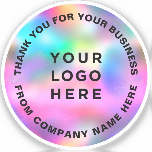 Holographic Cute Thank You Business Logo Vinyl シール (正面)