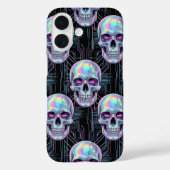 Holographic Cyber Skull Circuit Pattern Phone Case Case-Mate iPhoneケース (裏面)