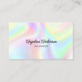 Holographic Elegant Script QR Code Social Media 名刺 (正面)