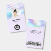 Holographic Employee Photo、バーコード、ロゴ、名前 バッジ (正面＆裏面)