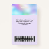 Holographic Employee Photo、バーコード、ロゴ、名前 バッジ (裏面)