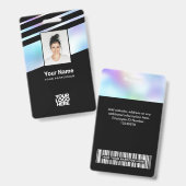 Holographic Employee Photo、バーコード、ロゴ、名前 バッジ (正面＆裏面)
