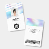 Holographic Employee Photo、バーコード、ロゴ、名前 バッジ (正面&裏面)