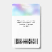 Holographic Employee Photo、バーコード、ロゴ、名前 バッジ (裏面)