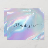 Holographic Glam Elegant Iridescent Thank You ポストカード (正面/裏面)