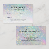 Holographic Glam Glitter Elegant Sparkles Beauty 予約カード (正面/裏面)