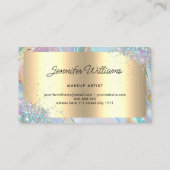Holographic Glitter Gold Foil Purple Marble Agate 名刺 (裏面)