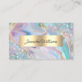 Holographic Glitter Gold Foil Purple Marble Agate 名刺