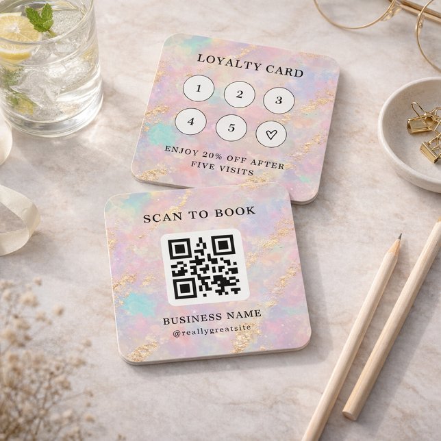 Holographic Glitter Loyalty Card Stamp Card QR Cod (クリエイターアップロード済み)
