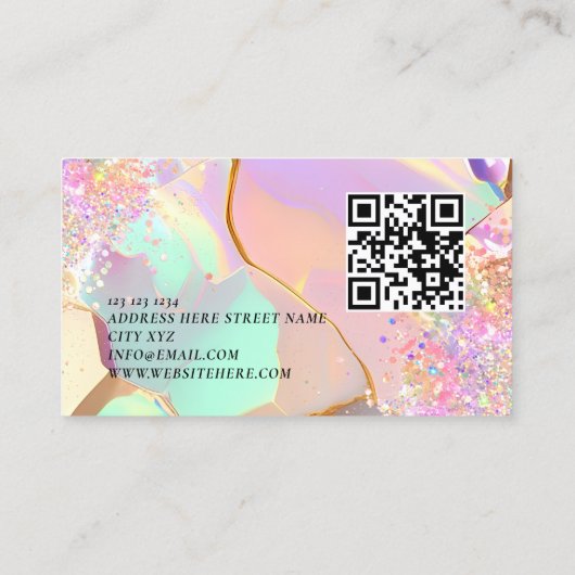 Holographic Glitter Opalescent Makeup Artist 名刺 (裏面)