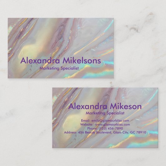 Holographic Gold Marble 名刺 (正面/裏面)
