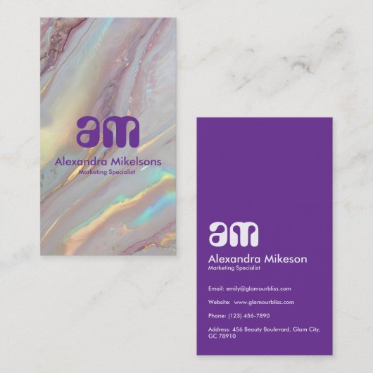 Holographic Gold Marble Professional 名刺 (正面/裏面)