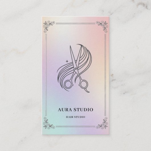 Holographic Hair Stylist Card with QR Code 名刺 (正面)